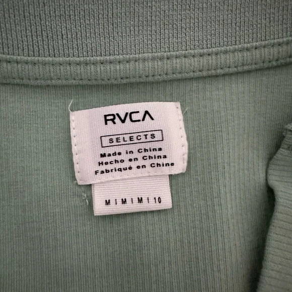 RVCA Selects Chase Polo M Green Haze Cotton Rib Knit Fitted Crop BNWT - Picture 4 of 6